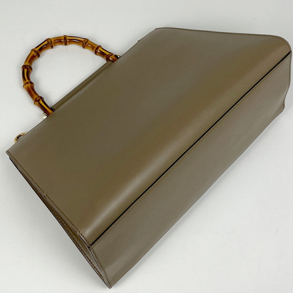 Gucci Leather Shoulder Sherry Web Bag Bamboo Brown Nim